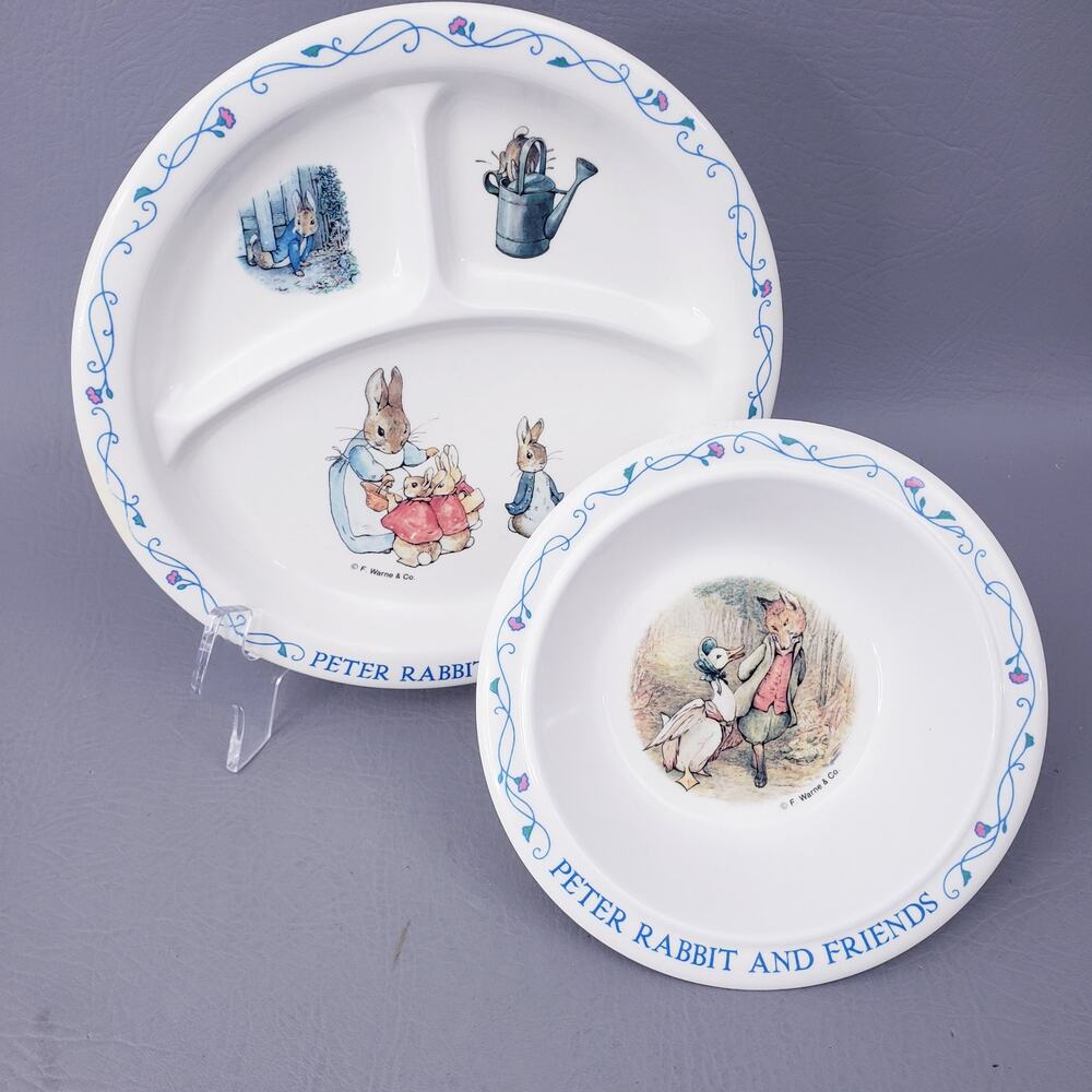 Beatrix Potter Peter Rabbit Melamine Divided Dinner Plate And Bowl